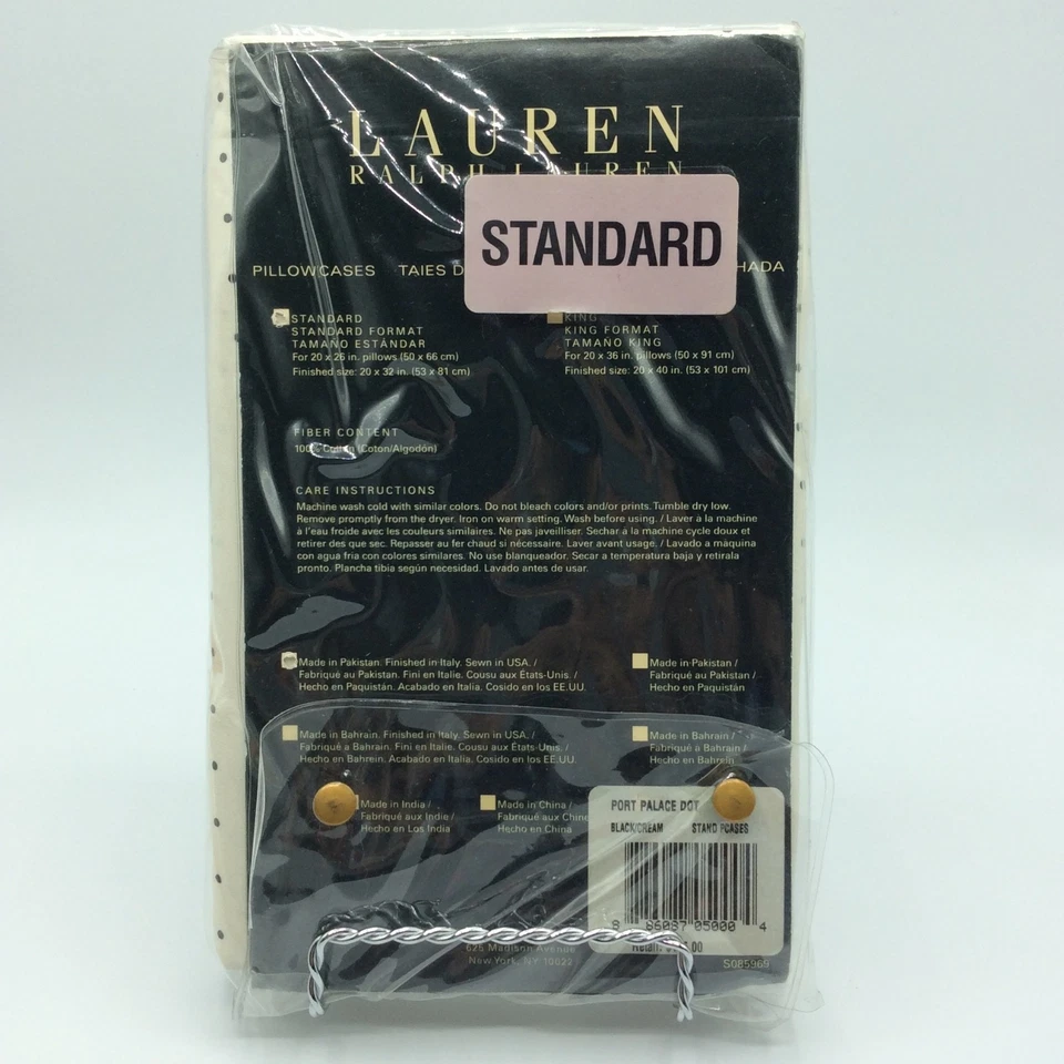 Vintage RALPH LAUREN Pair (2) of Port Palace Small Black Dot Pillow Cases NEW!!! - Image 3 of 4