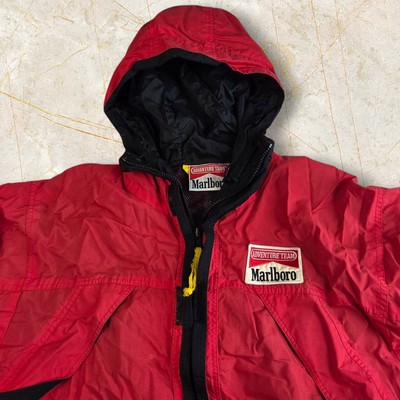 Vintage Marlboro Jacket Mens Large Hooded Red Adventure Team