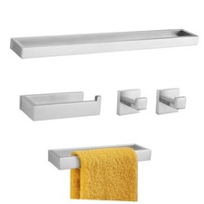 Brushed Nickel Towel Bar Set,5-Pieces Bathroom Hardware Accessories Brushed C