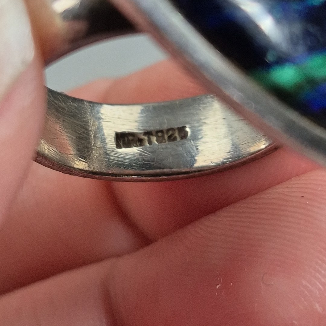 Vintage Azurite & Malachite Triangular Sterling S… - image 7