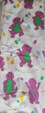 VINTAGE 1992 BARNEY THE PURPLE DINOSAUR TWIN FLAT BED SHEET