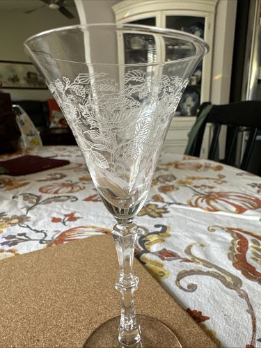 Vintage 5 Gorgeous Bryce Etched Cordial Sherry Liquor Goblets Clear Stems 6” - Picture 6 of 7