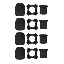 4Pcs Wireless Microphone Protective Kit Black Anti-rolling Holder Foam Mic Cover