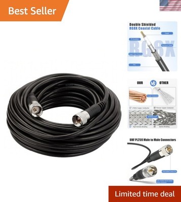 Waterproof 50ft RG8X Coax Cable with Male PL259 Connectors for Optimal Signal