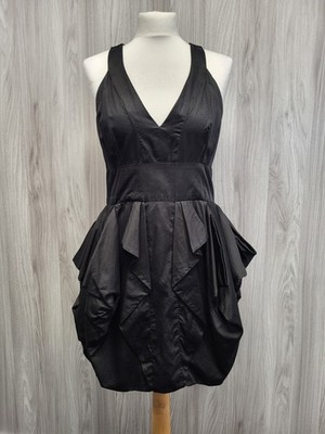 French Connection Schwarz Kurz Partykleid V-Ausschnitt Größe 12. PD