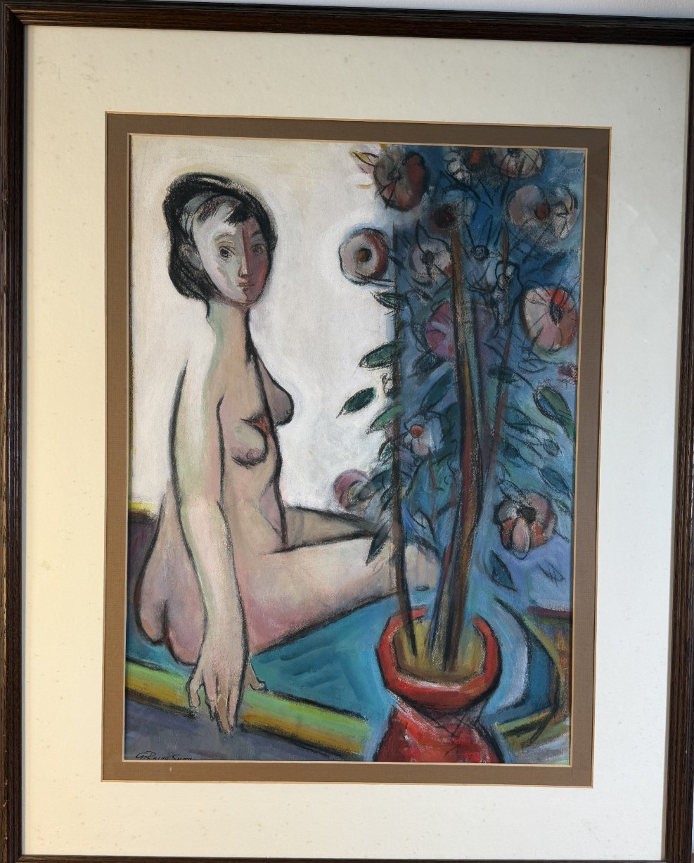 Vintage 1970s Mixed Media Artwork – “Repose” by G. Ralph Smith