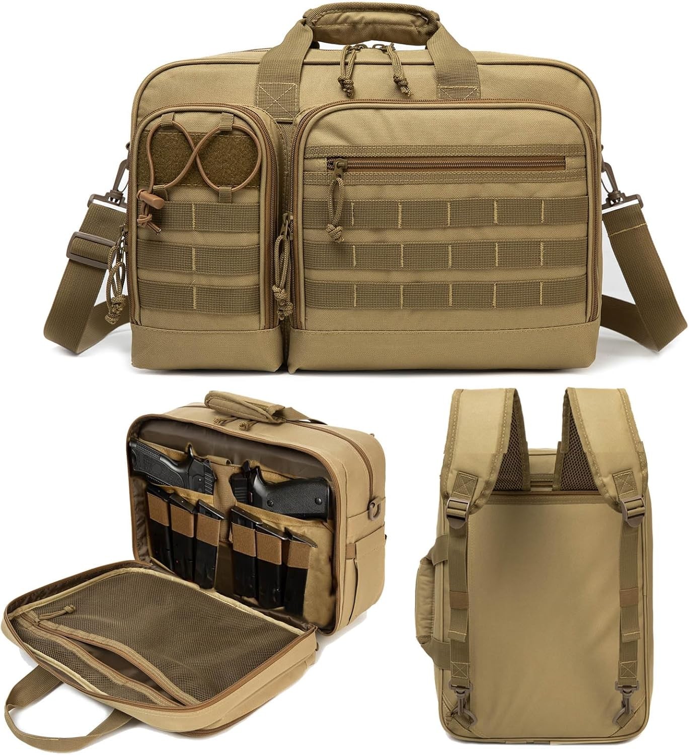 Tactical Gun Range Bag for Handguns and Ammo Pistol Case Shooting Range Backpack