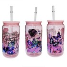 Butterflies Mother Inspiring Words Acrylic Plastic Tumbler Cup 16oz Pink