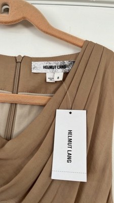 NWT Helmut Lang Draped Tan Dress Sz8
