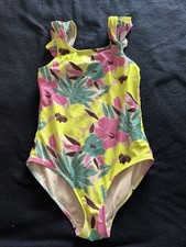 Gap Kids Girls Size M One Piece Floral Spandex Bathing Suit, ruffle sleeve