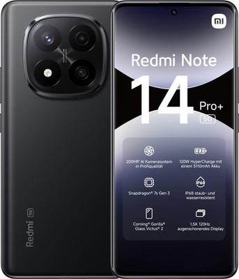 Xiaomi Redmi Note 14 Pro Plus 5G 8/256GB Dual-SIM Smartphone midnight black