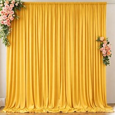 Yellow Backdrop Curtain 10x10 FT 2 PCS 5x10 FT Thick Wrinkle Free Drapes