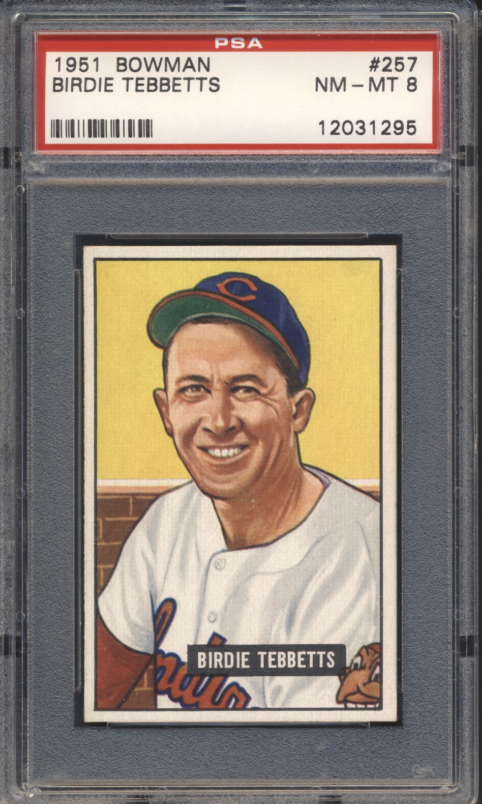 1951 Bowman Baseball Birdie Tebbetts ROOKIE #257 PSA 8 INDIANS NM-MT High Number