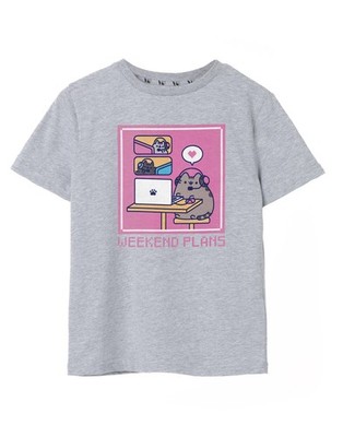Pusheen Grau Weekend Plans Kurzärmeliges T-Shirt Mädchen