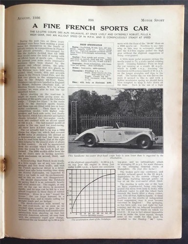 MOTOR SPORT Magazine Aug 1936 FRENCH GRAND PRIX Leinster Trophy Race DELAHAYE - Picture 6 of 6