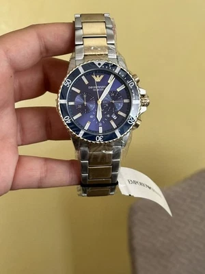 Emporio Armani Montre bracelet pour homme Argente Et Dore - Photo 1/4