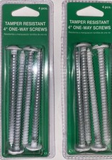 8 White - Tamper Resistant 4 One-way Screws Ida09000040001 Two 4-packs 8 White - Tamper Resistant 4 One-way Screws Ida09000040001 Two 4-packs