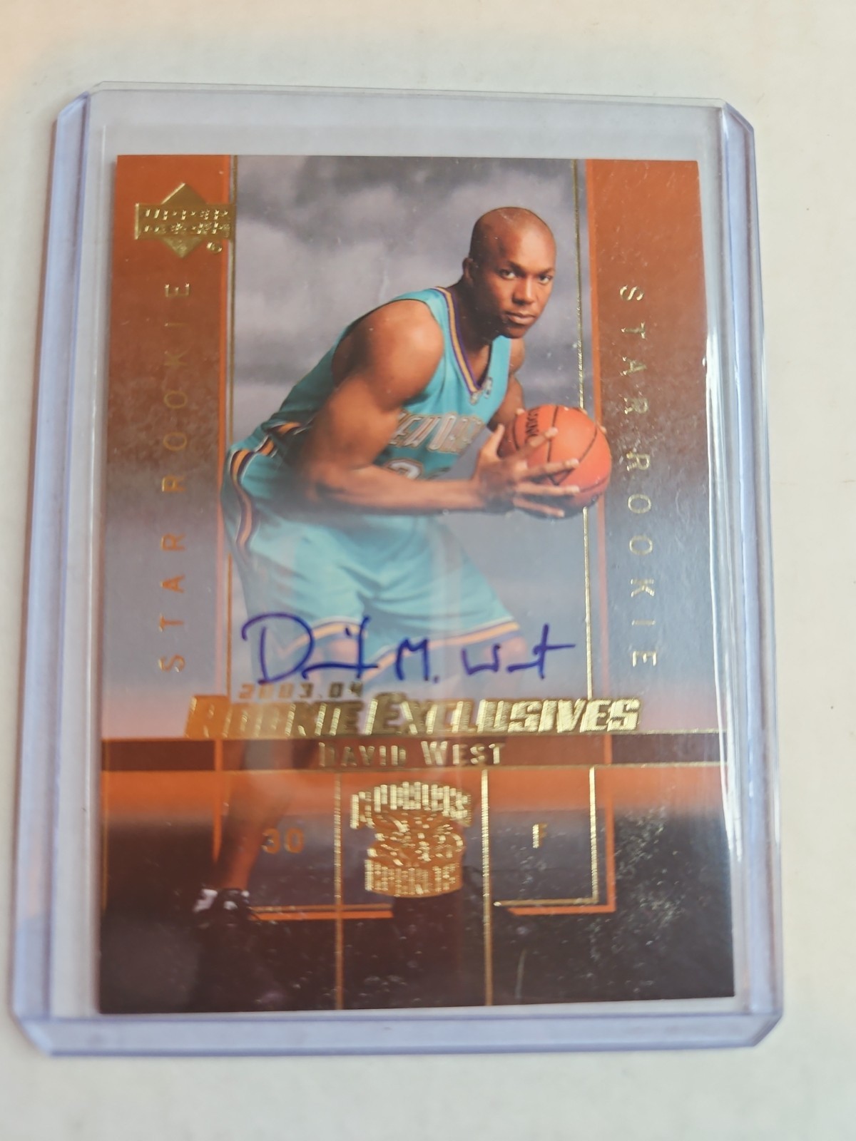 DAVID WEST 2003-04 Upper Deck Rookie Exclusives Auto #14 RC Rookie HORNETS