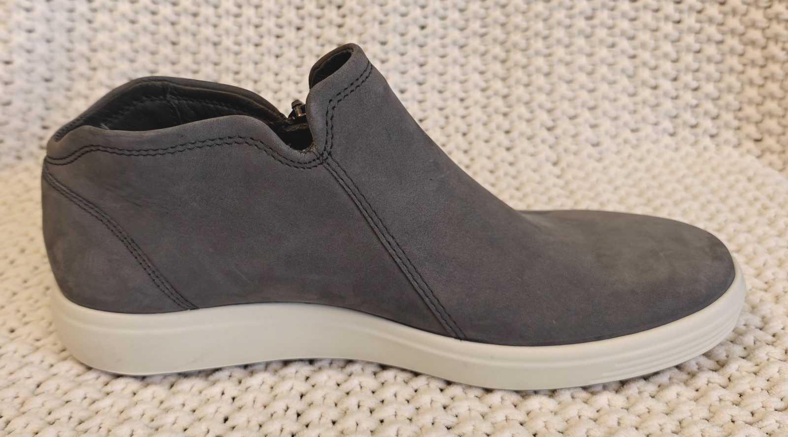 ECCO Women's Soft 7 Dark Shadow Gray Nubuck Leather Zip Low Bootie, NWOB, Sz 37 image 10