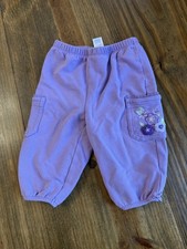 Vintage Carters Baby Infant Girl Purple Pull On 6 Months With Flowers