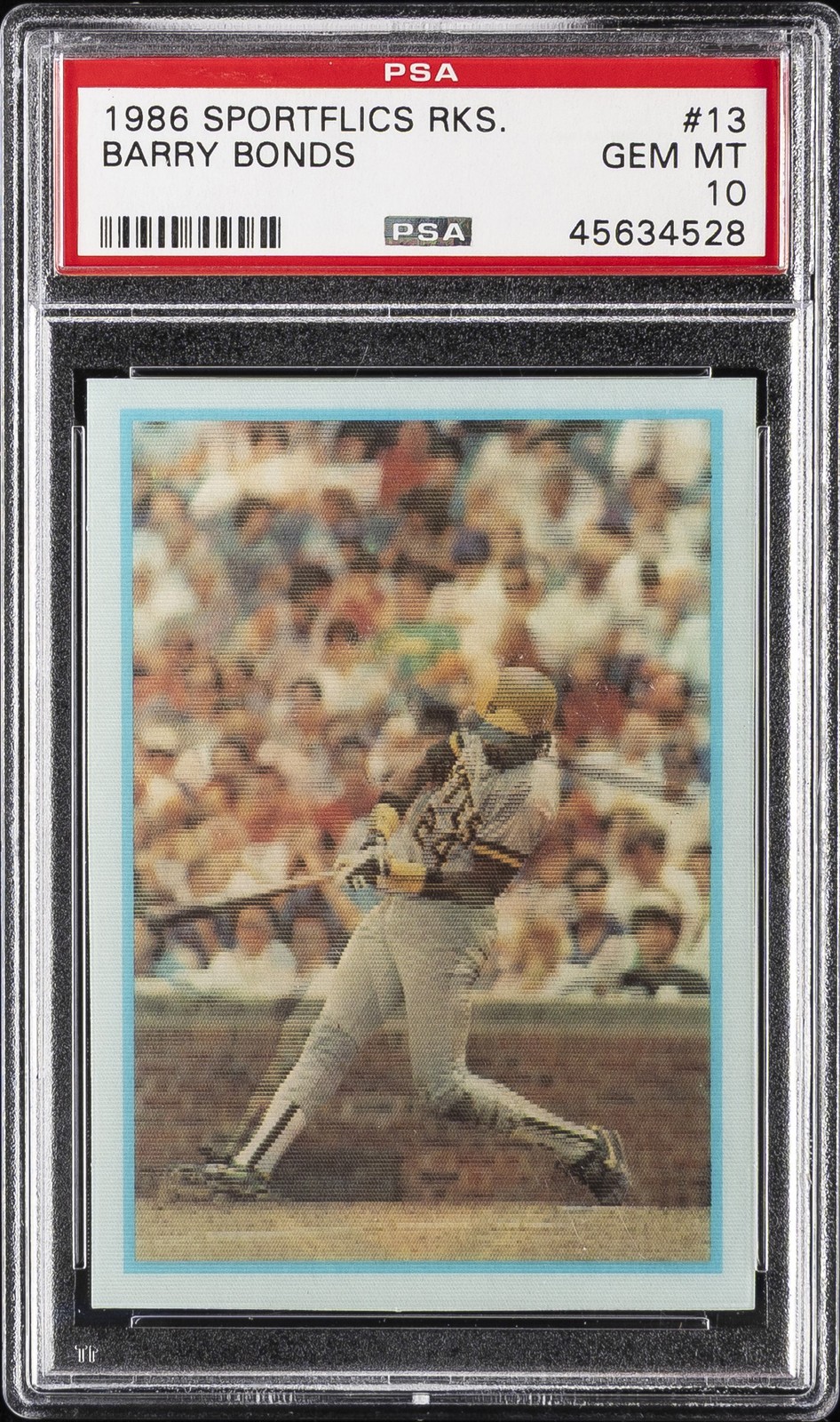 1986 SPORTFLICS ROOKIES #13 BARRY BONDS ROOKIE RC PSA 10