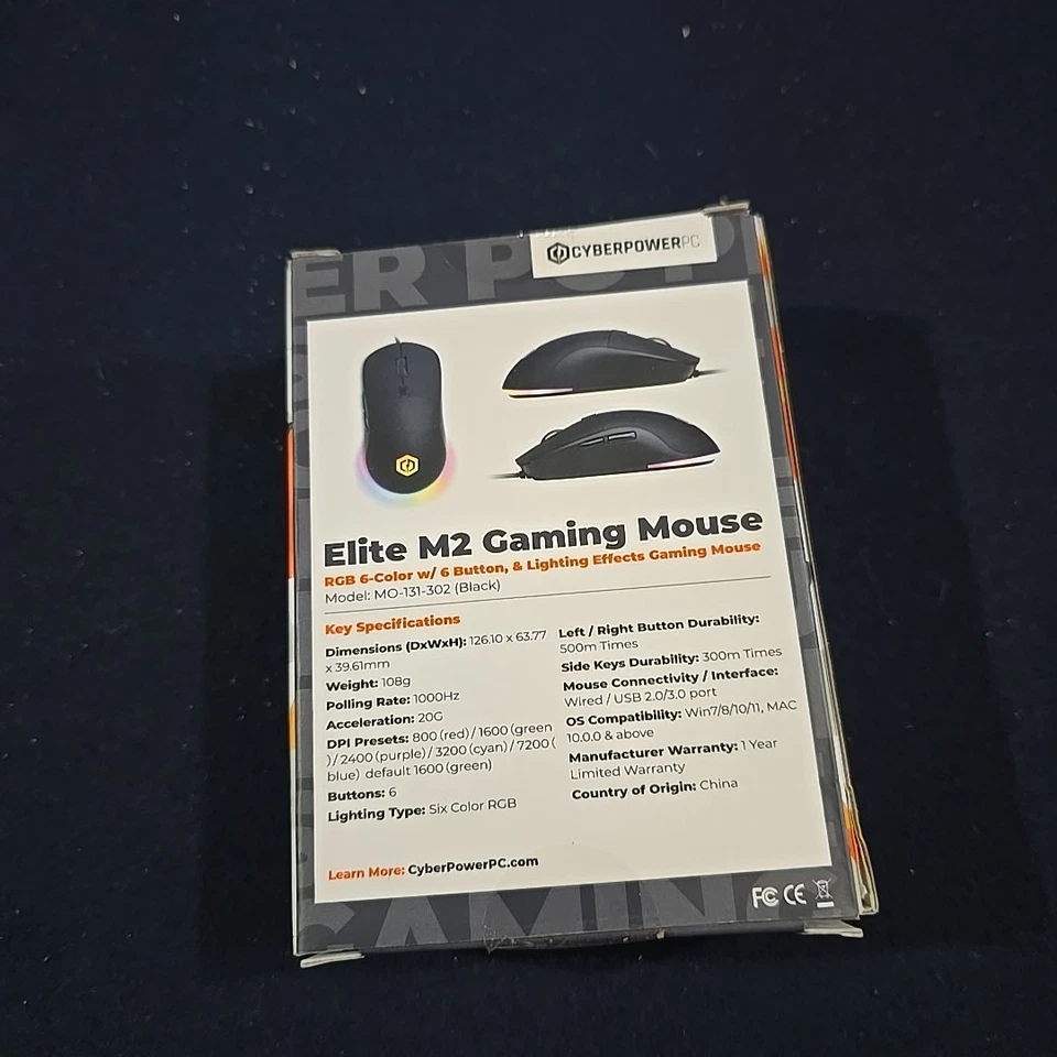 Cyberpower PC Elite M2 RGB Wired Mouse NIB New in Box Sealed Light Up - Image 2 of 4