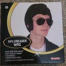 Peluca negra Greaser Elvis Gangster Teddy Boy años 50 - Disfraz de Halloween