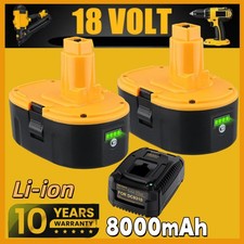 1-6PACK 18V For Dewalt 18 VOLT DW9096 DC9096 DC9098 Li-ion 8.0Ah Battery/Charger