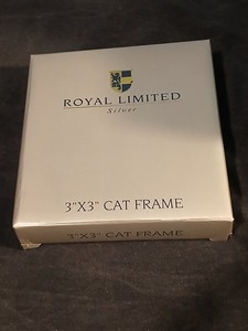 Royal Limited Silver Cat Picture Frame 3x3. Has Busted Glass See Pictures.