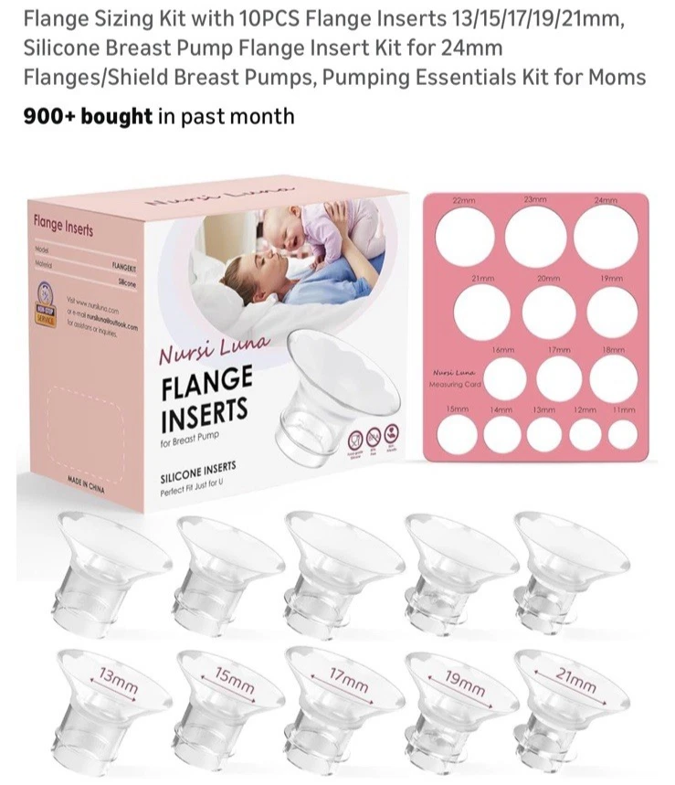 Nursi Luna Flange Sizing Kit 3 in 1 with 10PCS 13/15/17/19/21mm, Pink