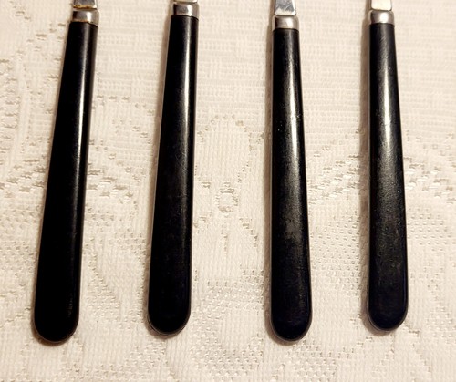 Vintage Imperial Edelstahl Japan Besteck schwarz Kunststoffgriff MCM 12er Set *LESEN* - Bild 3 von 6