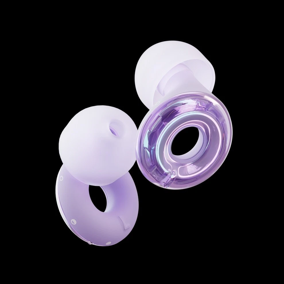 Paquete de 2 tapones para los oídos de bucle lavanda iridiscente y luz iridiscente NUEVO