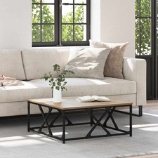Industrial Wooden Living Room Square Coffee Table Wood Tables Metal Frame Solid
