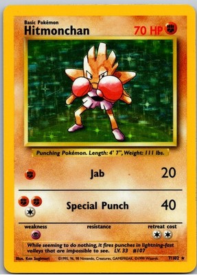 Hitmonchan Holo Rare Base Set 007/102 LP