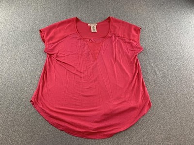 Philosophy Republic Clothing Blouse Womens XL Pink Cap Sleeve Scoop Neck Top