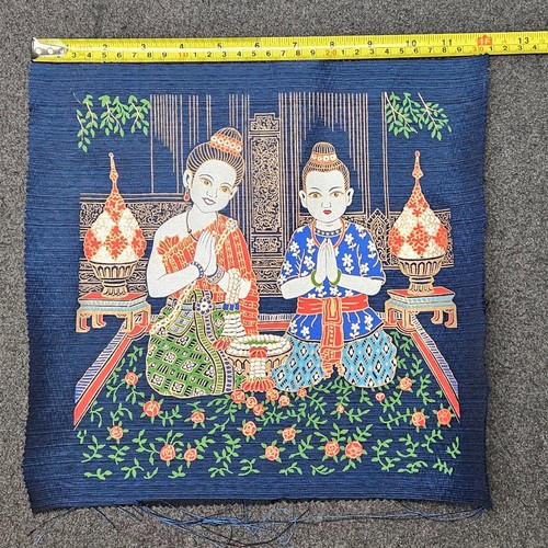 Vintage 1950's Thai Silk Screen Art Paintings Poster Print Home Decor 12" - Picture 7 of 8