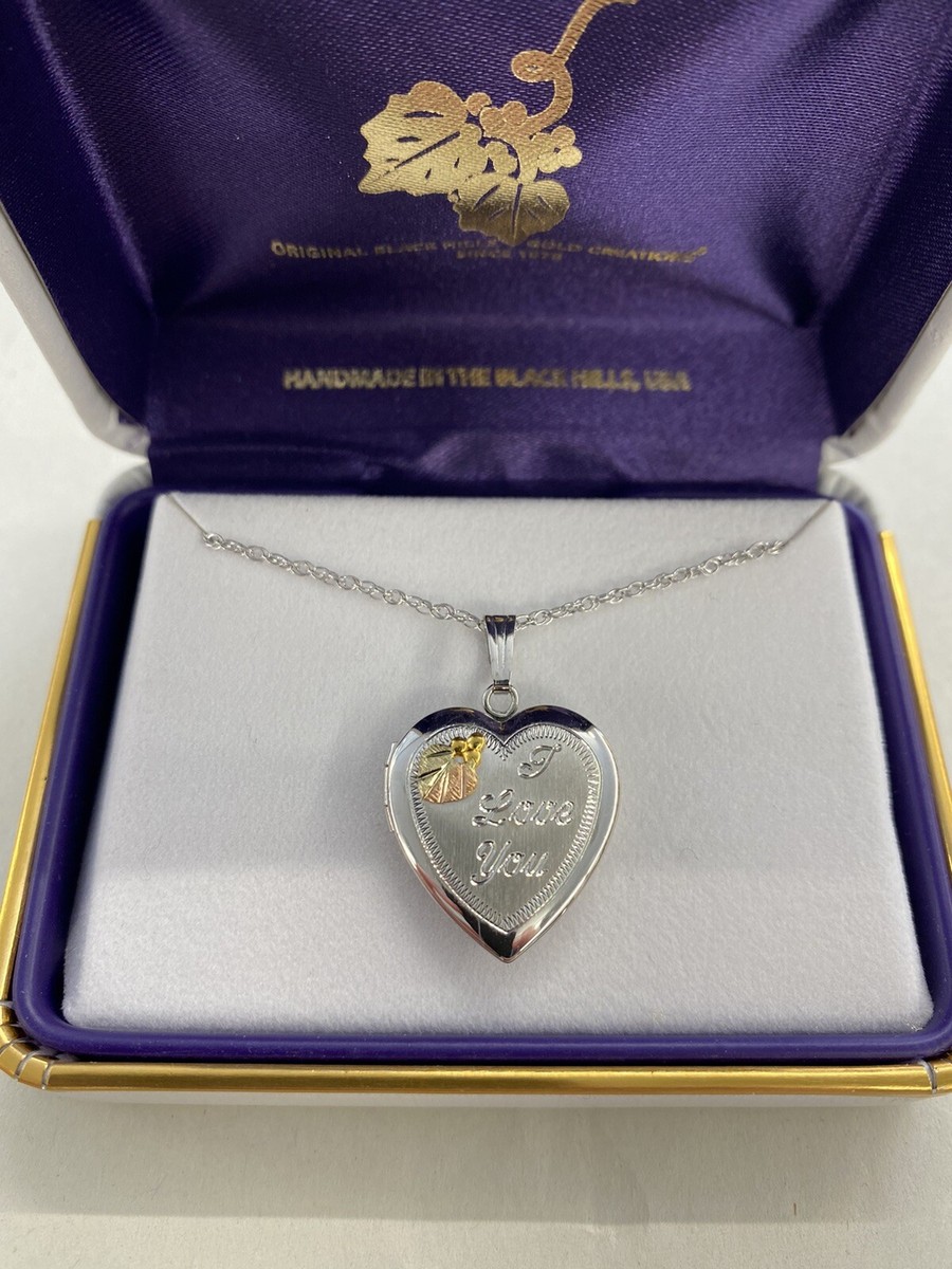 Black Hills Gold sterling silver and gold locket necklace by