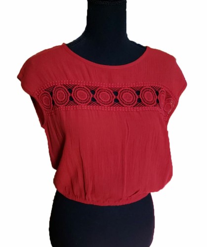 BAND OF GYPSIES Women's Red Peasant Crop Top Size XS $50 NWT - Bild 3 von 3