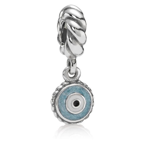 New Genuine Authentic Pandora Silver Blue Enamel Watchful Eye Dangle 790529EB - Picture 1 of 6