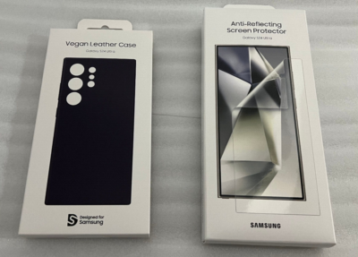 NEW OEM Samsung Galaxy S24 Ultra Vegan Leather Case+Screen Protector Dark  Violet