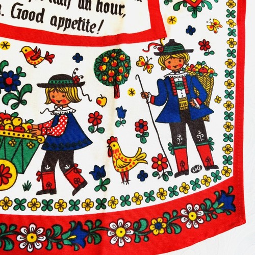 Kolf Folk Art Apron Apple Strudel Recipe Large Pocket Austria 100% Cotton VTG - Picture 5 of 8