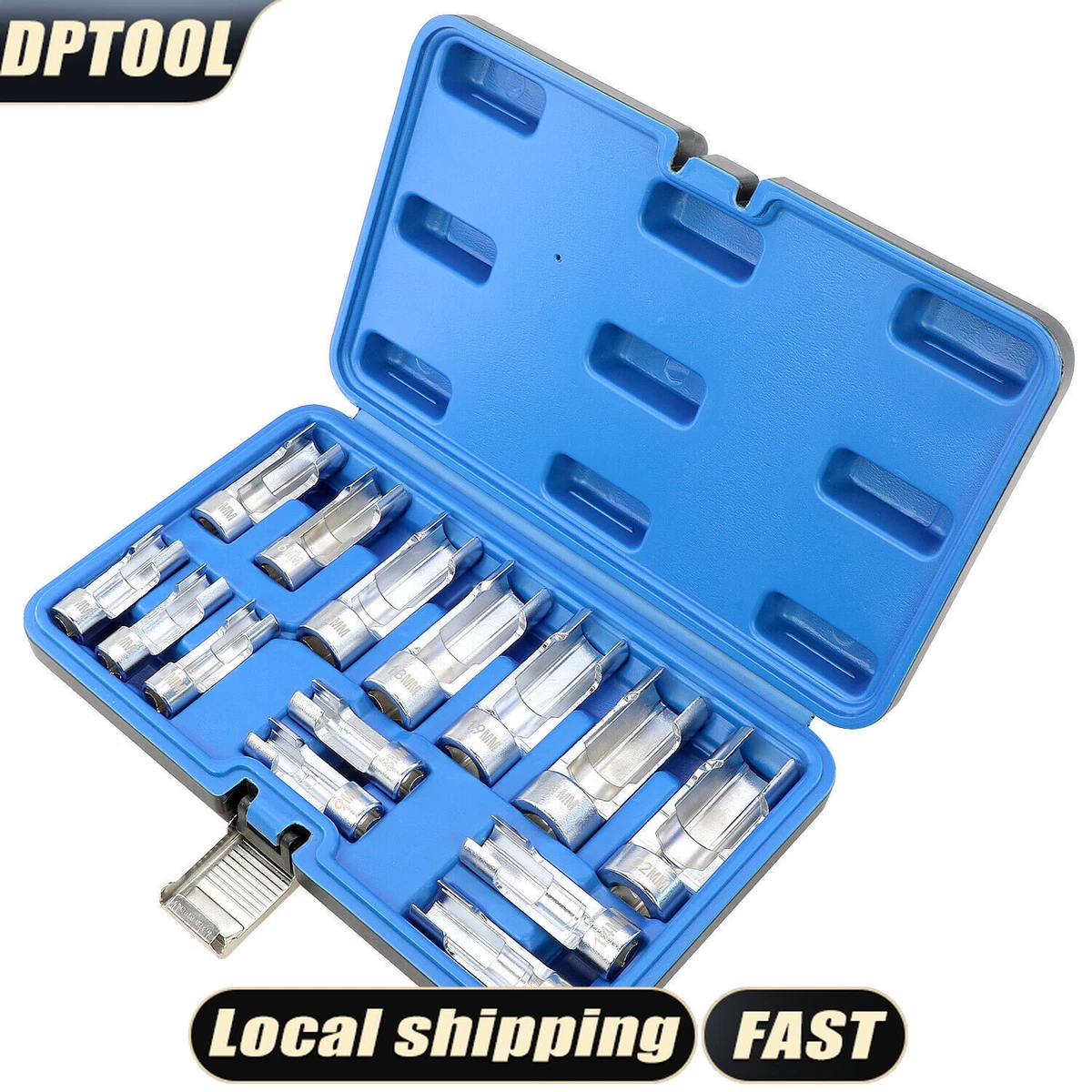 14pcs Diesel Injector Fuel Line Socket 8-22mm 3/8