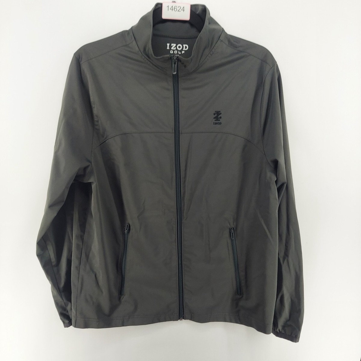 Izod jacket men size small golf gray full zip windbreaker