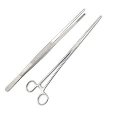Set Of 2 Hemostat Forceps 12''+Long Tweezer 12'' Serrated Surgical Dental Inst