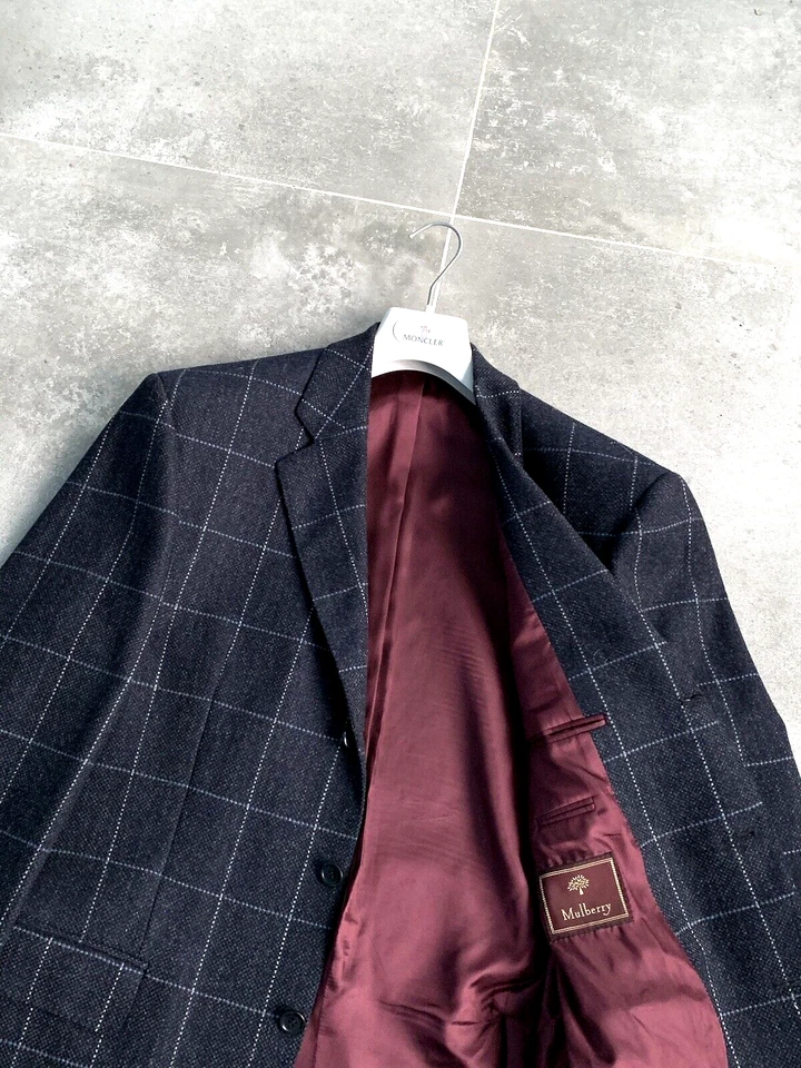 RARO Para hombres MULBERRY Blazer Deportivo Chaqueta de Lana a Cuadros Abrigo Formal EU 50 UK 40 Cuadros Foto 3 de 4