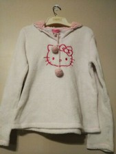 Hello Kitty Sweatshirt Child Size M White/ Pink Heavy weight Cotton Fleece 