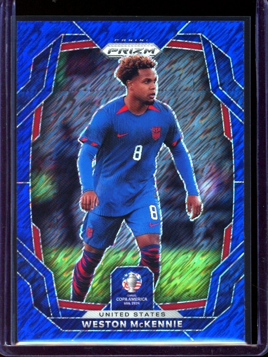 2024 Panini Prizm Copa America #152 Weston McKennie Blue Shimmer Prizm /7 USA