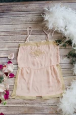 Vintage 1920s blush pink silk lingerie teddy shorts combination slip w trim