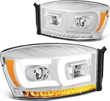 GEN2 Dual LED Chrome Headlights Assembly For 2006-2009 Dodge Ram 1500/2500/3500