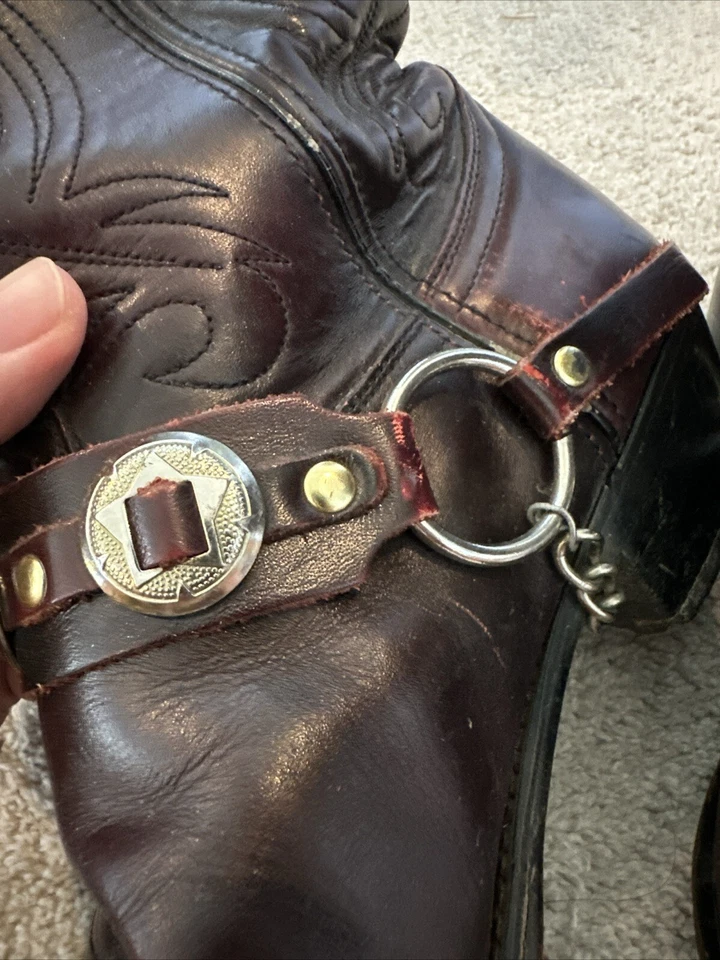 Durango Moto Motociclista Harley Arnés Western Rojo Cuero Botas de Vaquero Talla 10d Foto 3 de 4